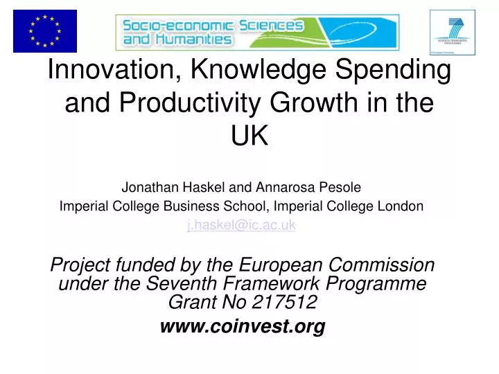 innovation knowledge spending and productivity growth in the uk