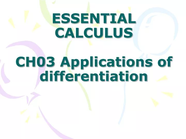 essential calculus ch03 applications of differentiation