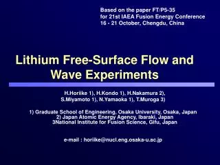 Lithium Free-Surface Flow and Wave Experiments