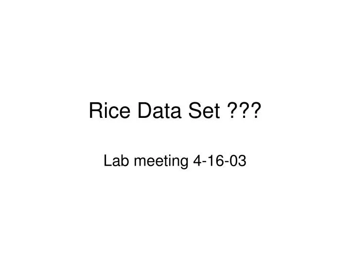 rice data set