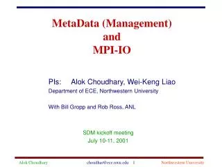 MetaData (Management) and MPI-IO