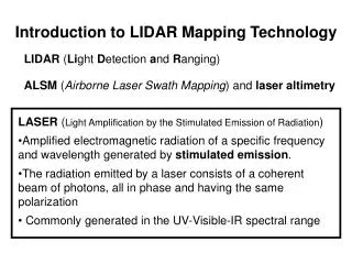 Introduction to LIDAR Mapping Technology