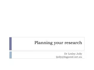 Planning your research