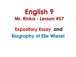 English 9 Mr. Rinka - Lesson #57