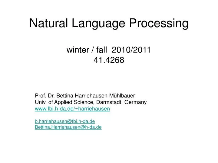 natural language processing winter fall 2010 2011 41 4268