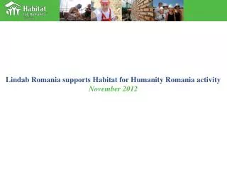 Lindab Romania supports Habitat for Humanity Romania activity November 2012