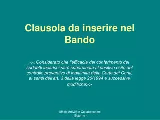clausola da inserire nel bando