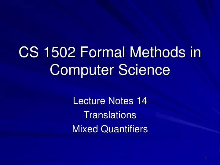 cs 1502 formal methods in computer science