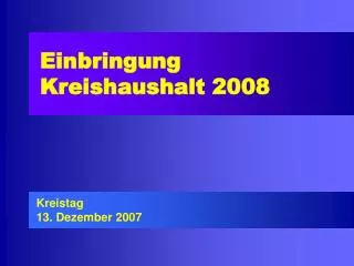 einbringung kreishaushalt 2008