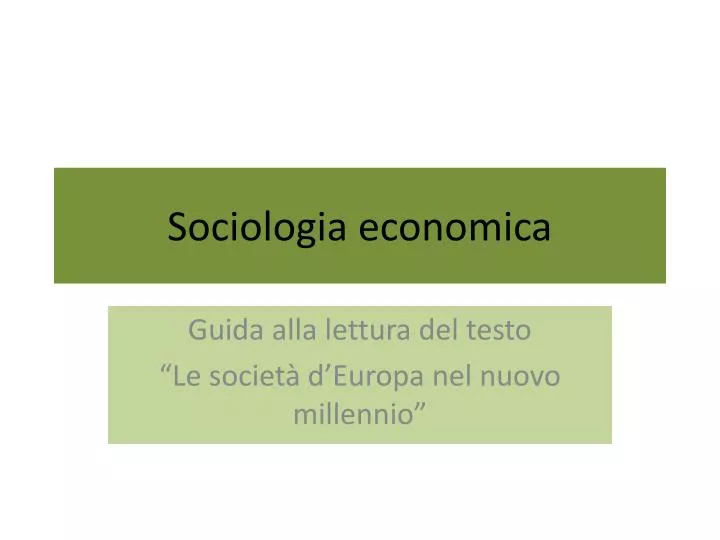 sociologia economica