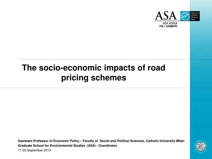 the socio economic impacts of road pricing schemes