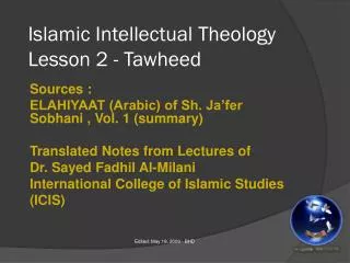 Islamic Intellectual Theology Lesson 2 - Tawheed