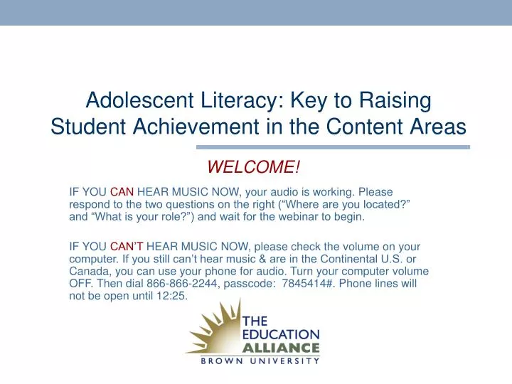 adolescent literacy key to raising student achievement in the content areas