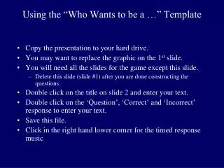 using the who wants to be a template