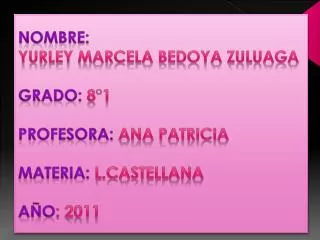 nombre yurley marcela bedoya zuluaga grado 8 1 profesora ana patricia materia l castellana a o 2011