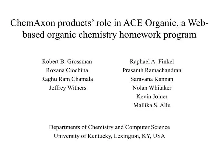 chemaxon products role in ace organic a web based organic chemistry homework program