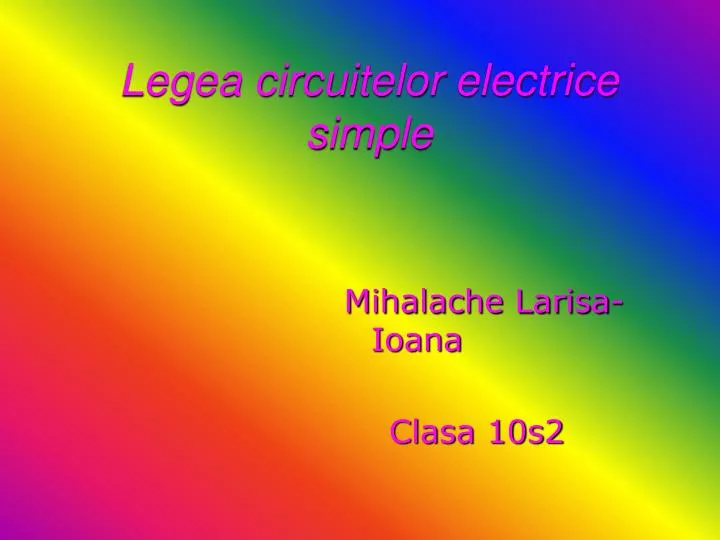 legea circuitelor electrice simple