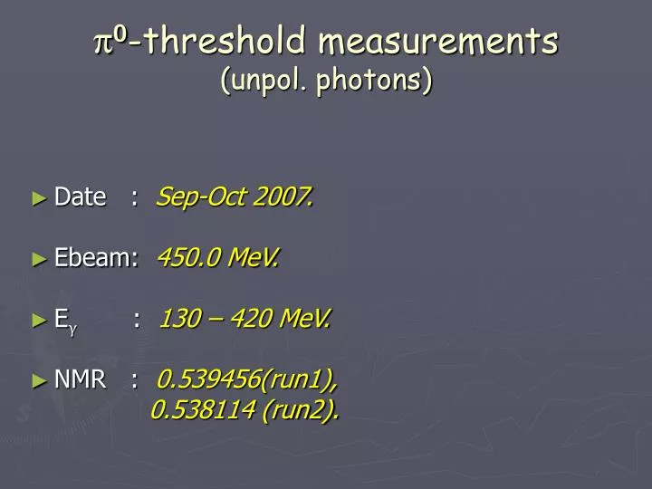 0 threshold measurements unpol photons