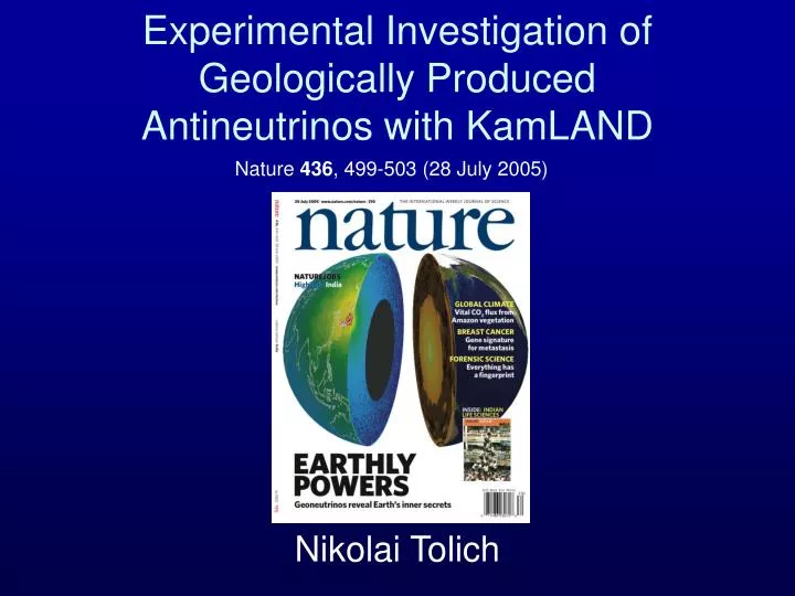 experimental investigation of geologically produced antineutrinos with kamland