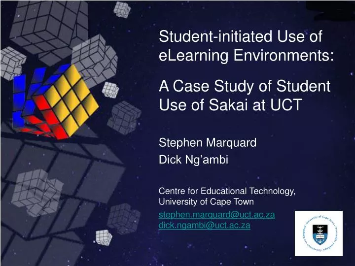student initiated use of elearning environments a case study of student use of sakai at uct