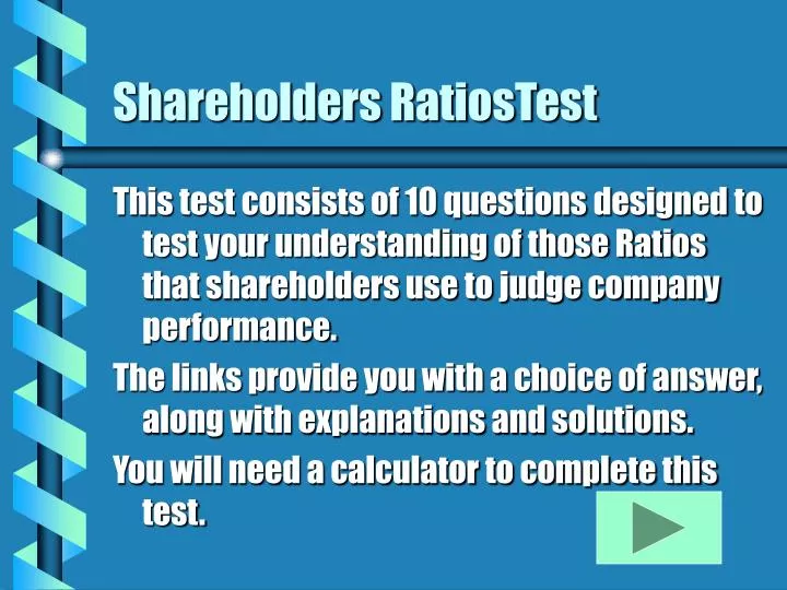 shareholders ratiostest