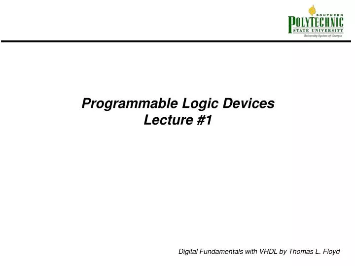 programmable logic devices lecture 1