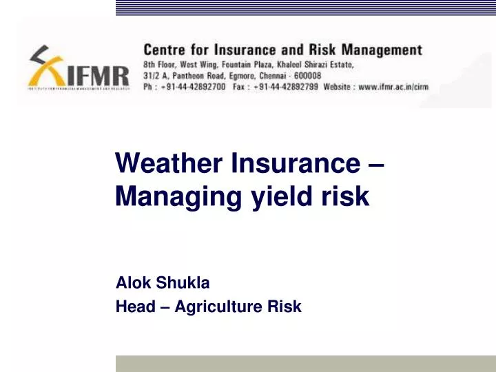 weather insurance managing yield risk