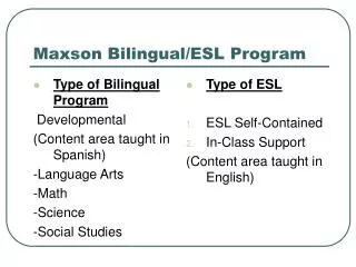 Maxson Bilingual/ESL Program