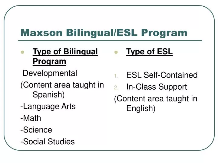 maxson bilingual esl program