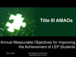Annual Measurable Objectives for Improving the Achievement of LEP Students