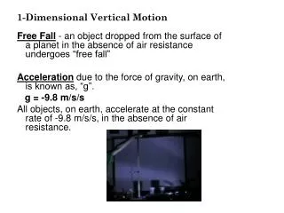 1-Dimensional Vertical Motion