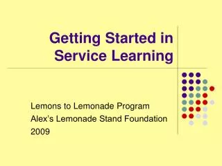 Getting Started in Service Learning