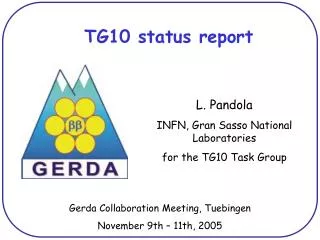 TG10 status report