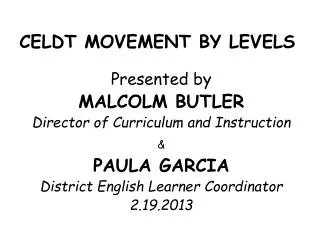 CELDT MOVEMENT BY LEVELS
