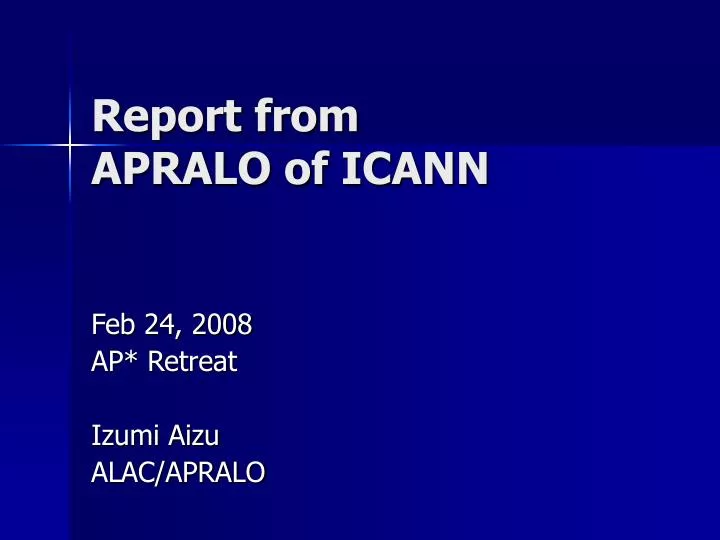 report from apralo of icann