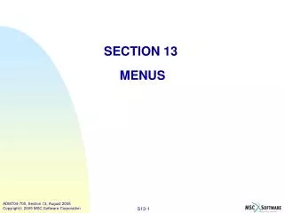 SECTION 13 MENUS