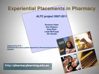 Experiential Placements in Pharmacy