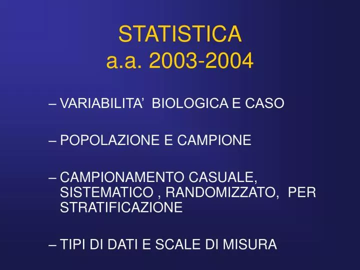statistica a a 2003 2004