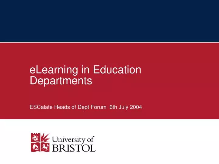 elearning in education departments escalate heads of dept forum 6th july 2004