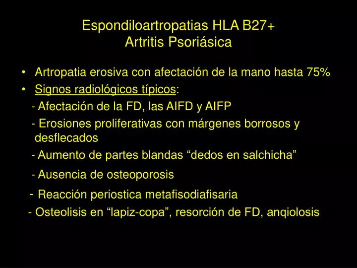 espondiloartropatias hla b27 artritis psori sica