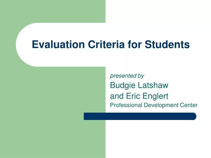 evaluation criteria for students