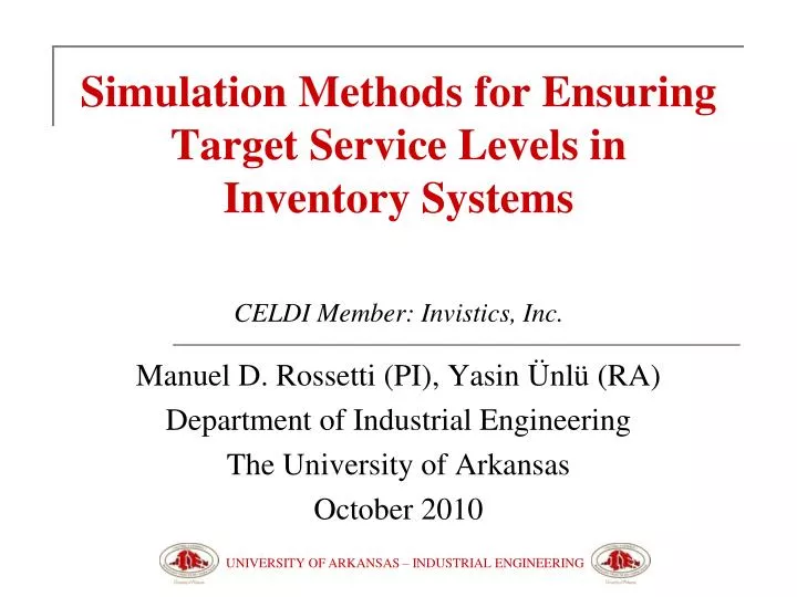 simulation methods for ensuring target service levels in inventory systems