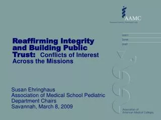 Reaffirming Integrity and Building Public Trust: Conflicts of Interest Across the Missions