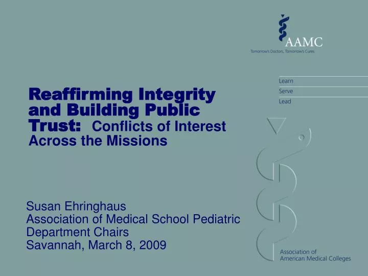 reaffirming integrity and building public trust conflicts of interest across the missions