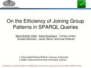 On the E ? ciency of Joining Group Patterns in SPARQL Queries