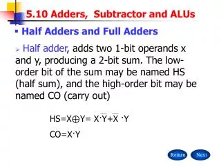 5.10 Adders, Subtractor and ALUs