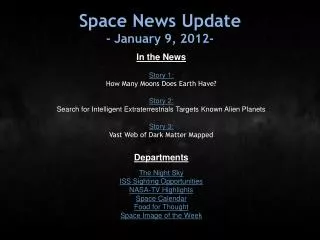Space News Update - January 9, 2012-
