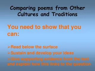 Comparing poems from Other Cultures and Traditions