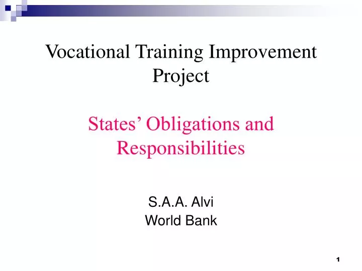 vocational training improvement project states obligations and responsibilities