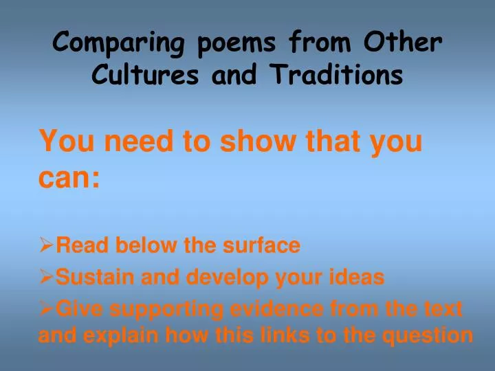 comparing poems from other cultures and traditions